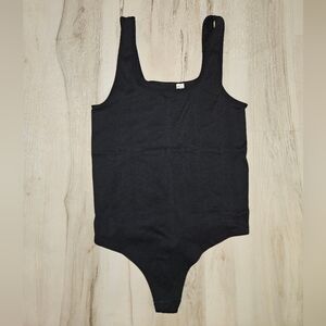 SO (Kohl’s) Women's Black Ribbed Scoop Neck Tank Bodysuit Medium Sleeveless